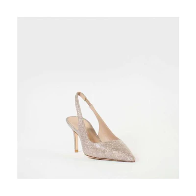 Stuart Weitzman 75mm Slingback 'Rose Gold Lurex'