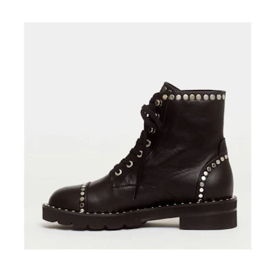 Stuart Weitzman Anfibio In Pelle Nera E Borchie 'MILALIFTNERO76 Black Studded Ankle Boot'
