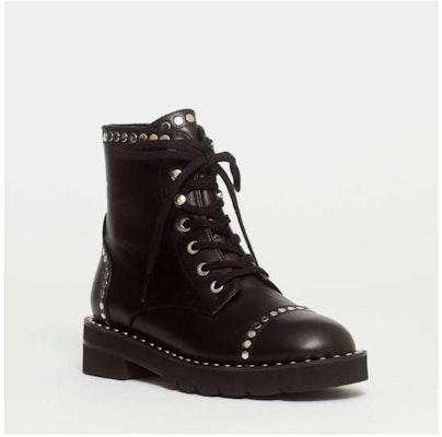 斯图尔特·韦茨曼黑色铆钉皮革短靴 '76款 MILALIFTNERO Order 斯图尔特·韦茨曼黑色铆钉皮革短靴 '76款 MILALIFTNERO