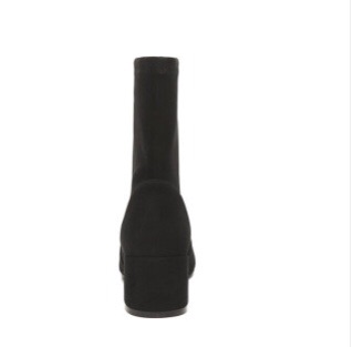 Order Stuart Weitzman 黑色绒面/布料粗跟短靴 ODETTA-50-BLK-SUS-SUEDE-STR