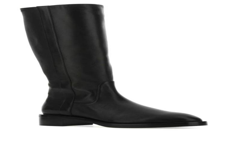 Order 스튜어트 와이츠먼 블랙 나파 가죽 새디 부츠 '미드캘프 블랙' SADIEBOOTDNNBLK