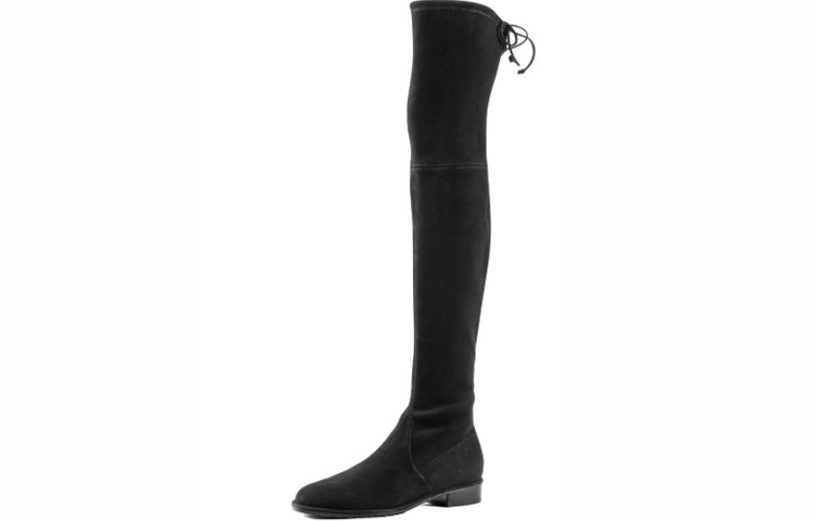 Lookbook 스튜어트 와이츠먼 로우랜드 부츠 '블랙 스웨이드 오버 니' SW9501041