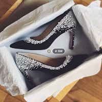 Stuart Weitzman Lumina 75 High Heels 'Black Matte Leather Pearl' DF9304008BLK Stuart Weitzman Lumina 75 High Heels 'Black Matte Leather Pearl' DF9304008BLK