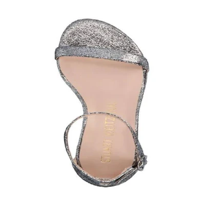 Stuart Weitzman Nudist June Lame Velvet 'Silver'