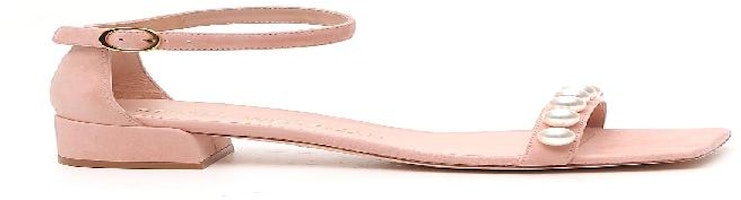 Stuart Weitzman Nudist June Suede Low-Heel Sandals 'Baby Pink Floral' NUDISTJUNESUEQ24 Stuart Weitzman Nudist June Suede Low-Heel Sandals 'Baby Pink Floral' NUDISTJUNESUEQ24