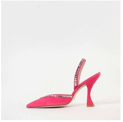 Stuart Weitzman Slingback 'Fuchsia Suede Strass 100mm Heel' GMCTXCURVPINKROSA Order Stuart Weitzman Slingback 'Fuchsia Suede Strass 100mm Heel' GMCTXCURVPINKROSA