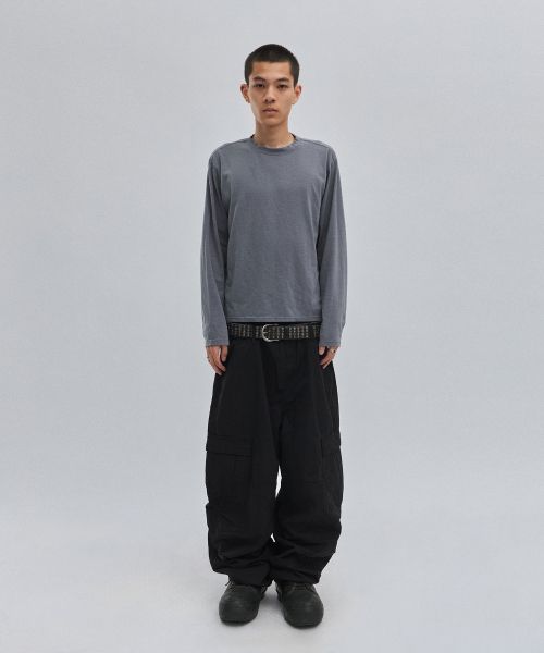 Lookbook Suede [Suade X Sejong] Kemeja Lengan Panjang Bertekstur Ungu Kelabu SDFFTO141PG