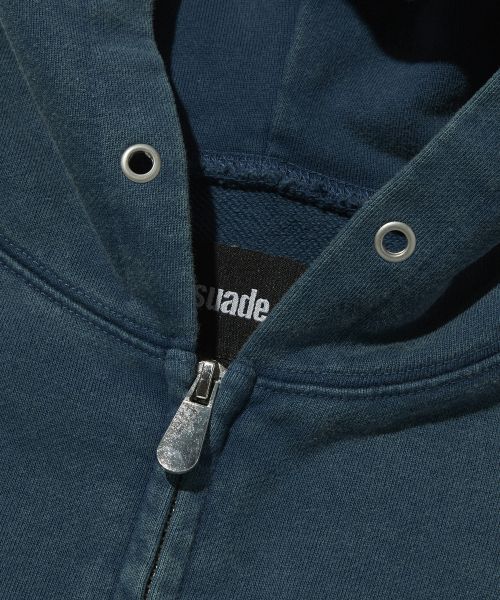 Lookbook SUEDE Cropped Washed Deep Green Zip-Up Hoodie SDEFTO514DG