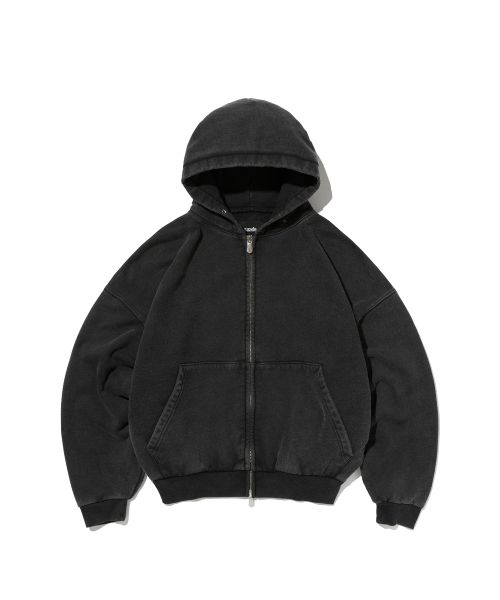 SUEDE Cropped Washed Hoodie Zip Up [Washing Black] SDEFTO514WB