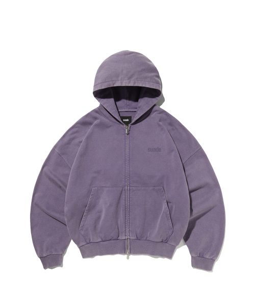 Suede Cropped Washed Purple Hooded Zip-Up Jacket SDEFTO514PP
