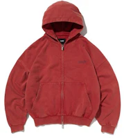 SUEDE Cropped Washed Red Zip-Up Hoodie SDEFTO514RD SUEDE Cropped Washed Red Zip-Up Hoodie SDEFTO514RD