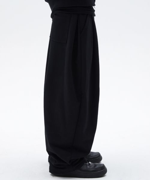 Lookbook Suede Two Tuck Long Pants Black SD4SBO107BK