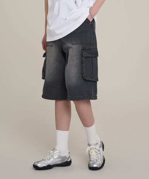 SUPERSUB Sand Washed Denim Shorts - Black SUBSS250301BK