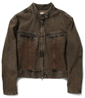 SUPERSUB Washed Brown Cropped Denim Jacket SUBSS24014WBR SUPERSUB Washed Brown Cropped Denim Jacket SUBSS24014WBR