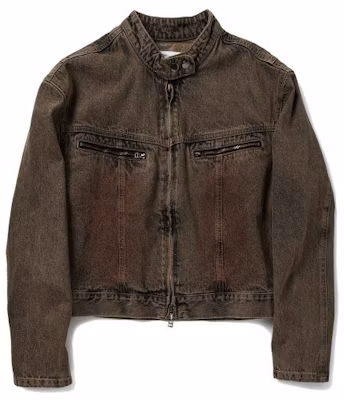 SUPERSUB Washed Brown Cropped Denim Jacket SUBSS24014WBR Buy SUPERSUB Washed Brown Cropped Denim Jacket SUBSS24014WBR