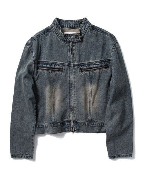 SUPERSUB Washed Cropped Denim Jacket - Washed Blue SUBSS24081WBL