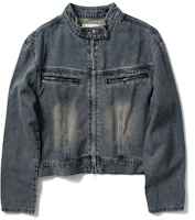 SUPERSUB Washed Cropped Denim Jacket - Washed Blue SUBSS24081WBL SUPERSUB Washed Cropped Denim Jacket - Washed Blue SUBSS24081WBL