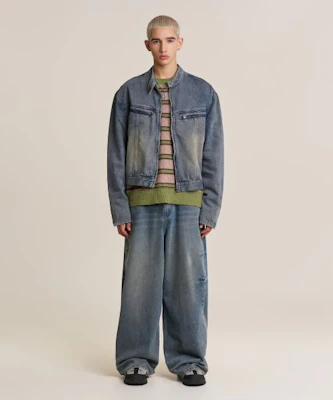 SUPERSUB Washed Cropped Denim Jacket - Washed Blue SUBSS24081WBL Order SUPERSUB Washed Cropped Denim Jacket - Washed Blue SUBSS24081WBL