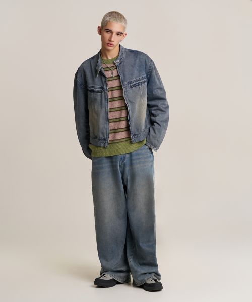 Lookbook SUPERSUB Washed Cropped Denim Jacket - Washed Blue SUBSS24081WBL