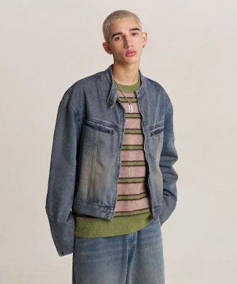 SUPERSUB Washed Cropped Denim Jacket - Washed Blue SUBSS24081WBL Shop SUPERSUB Washed Cropped Denim Jacket - Washed Blue SUBSS24081WBL