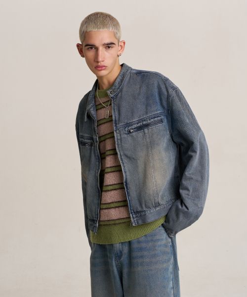 Purchase SUPERSUB Washed Cropped Denim Jacket - Washed Blue SUBSS24081WBL