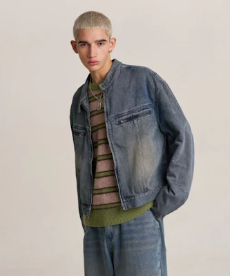 SUPERSUB Washed Cropped Denim Jacket - Washed Blue SUBSS24081WBL Purchase SUPERSUB Washed Cropped Denim Jacket - Washed Blue SUBSS24081WBL