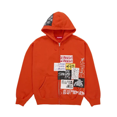 Supreme 176 Zip Up Hooded Sweatshirt Bright Orange