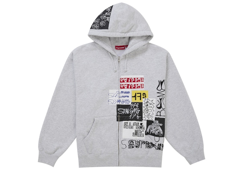 Supreme 176 Zip Up Hooded Sweatshirt Heather Grey