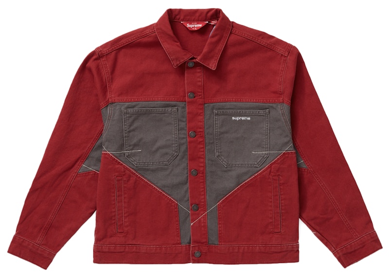 Buy Supreme 2-Tone Paneled Denim Jacket Red - Novelship