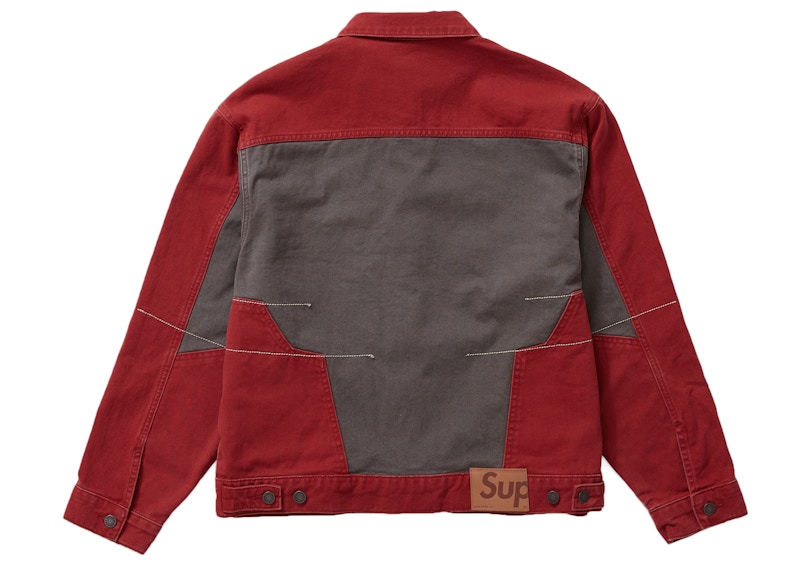 Buy Supreme 2-Tone Paneled Denim Jacket Red - Novelship