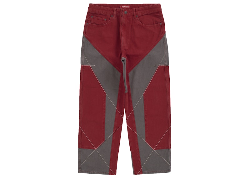 Supreme 2-Tone Paneled Jean Red