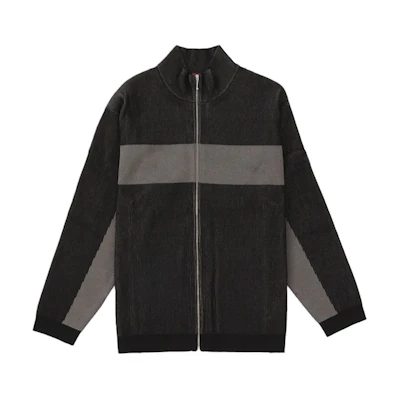 Supreme 2-Tone Ribbed Zip Up Sweater Black