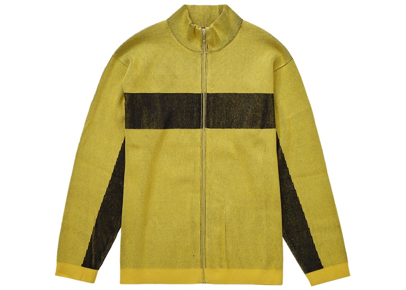 Buy Supreme 2-Tone Ribbed Zip Up Sweater Yellow - Novelship