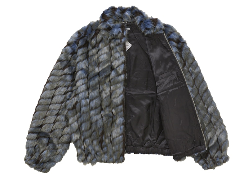 Order シュプリーム 2トーン ウィンドストッパー フェイクファージャケット ブルー