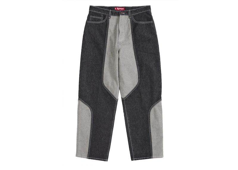 Supreme 2 Tone Paneled Baggy Jean Black
