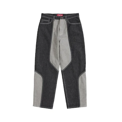 Supreme 2 Tone Paneled Baggy Jean Black