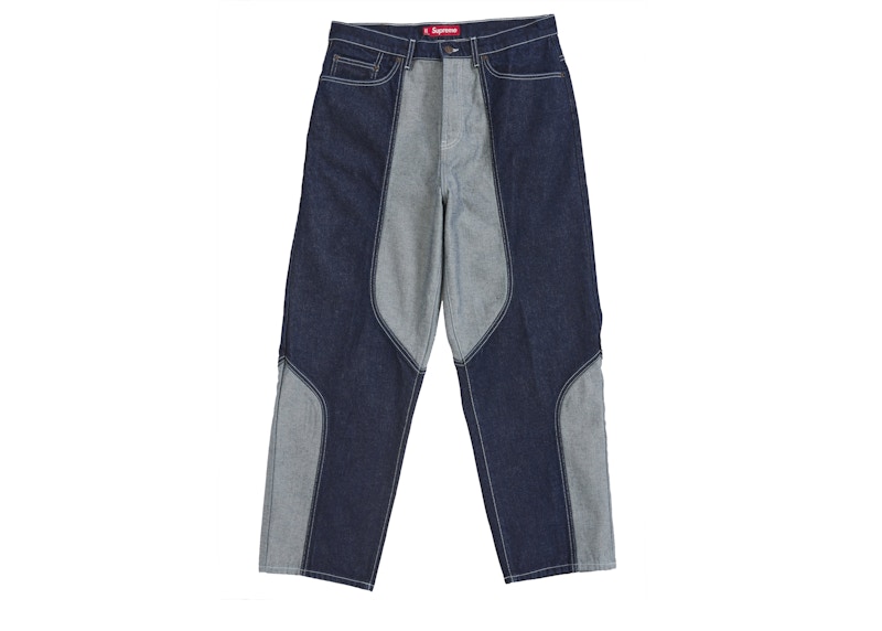 Supreme 2 Tone Paneled Baggy Jean Blue