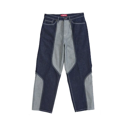 Supreme 2 Tone Paneled Baggy Jean Blue