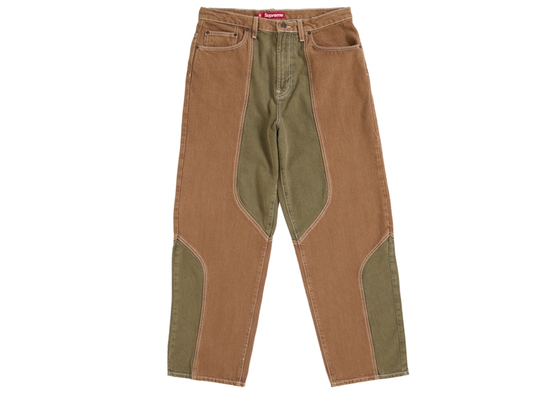 Supreme 2 Tone Paneled Baggy Jean Brown