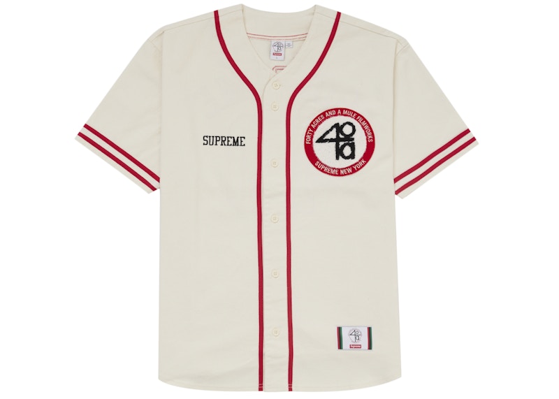 Supreme 40 Acres Twill Baseball Jersey White