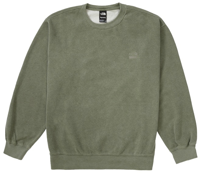 supreme-the-north-face-pigment-printed-crewneck-olive