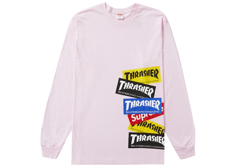 Supreme®/Thrasher® Multi Logo L/S Tee Light Pink