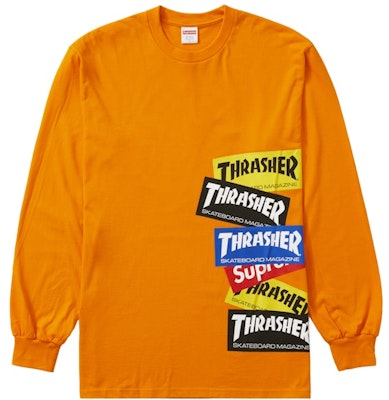 Supreme/Thrasher Kaos Lengan Panjang Logo Multi Orange Buy Supreme/Thrasher Kaos Lengan Panjang Logo Multi Orange