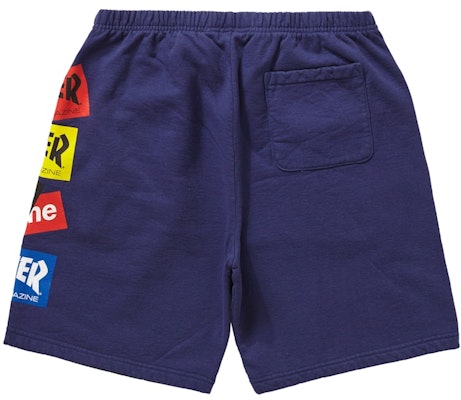 Supreme®/Thrasher® Multi Logo Sweatshort Washed Navy Order Supreme®/Thrasher® Multi Logo Sweatshort Washed Navy
