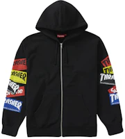 Supreme®/Thrasher® Multi Logo Zip Up Hooded Sweatshirt Black Supreme®/Thrasher® Multi Logo Zip Up Hooded Sweatshirt Black