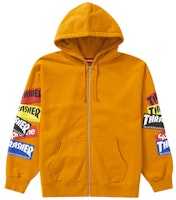 Supreme®/Thrasher® Multi Logo Zip Up Hooded Sweatshirt Gold Supreme®/Thrasher® Multi Logo Zip Up Hooded Sweatshirt Gold
