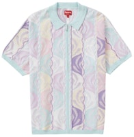 Supreme Abstract Textured Zip Up Polo Pale Blue Supreme Abstract Textured Zip Up Polo Pale Blue