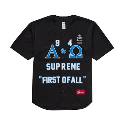Supreme Alpha Omega Baseball Jersey Black