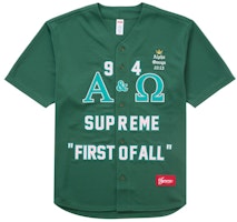 Supreme Alpha Omega Baseball Jersey Green Supreme Alpha Omega Baseball Jersey Green