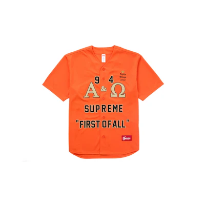 Supreme Alpha Omega Baseball Jersey Orange